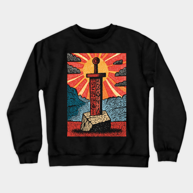 The Sword in the Stone | A Mythic Hero's Legend Crewneck Sweatshirt by TuncGK