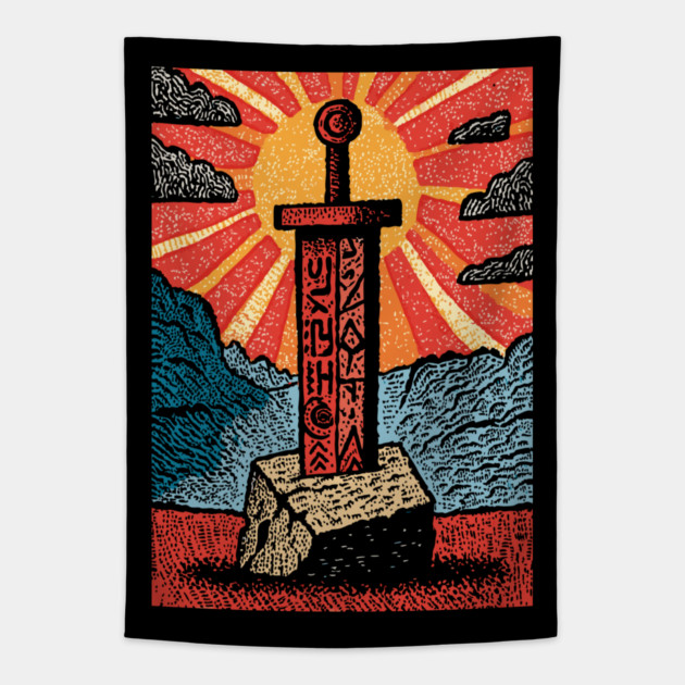 The Sword in the Stone | A Mythic Hero's Legend Tapestry by TuncGK