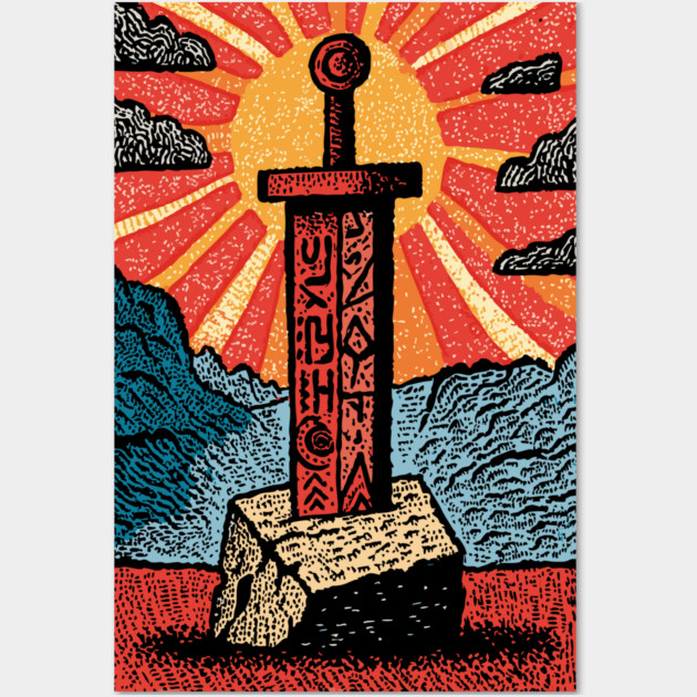 The Sword in the Stone | A Mythic Hero's Legend Wall Art by TuncGK