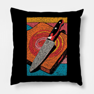 Chef's Knife in Action | Culinary Knife Skills Art Pillow