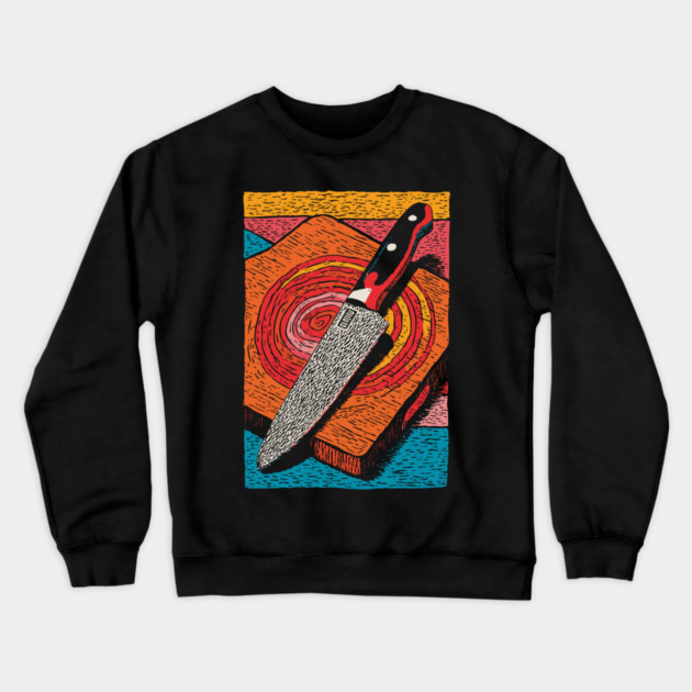 Chef's Knife in Action | Culinary Knife Skills Art Crewneck Sweatshirt by TuncGK