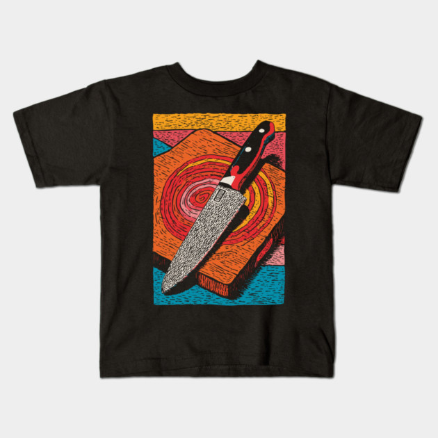 Chef's Knife in Action | Culinary Knife Skills Art Kids T-Shirt by TuncGK