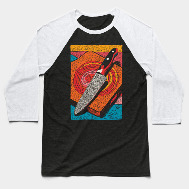Chef's Knife in Action | Culinary Knife Skills Art Baseball T-Shirt by TuncGK