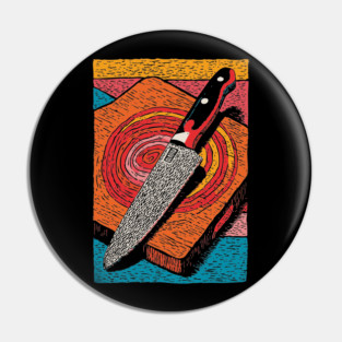 Chef's Knife in Action | Culinary Knife Skills Art Pin