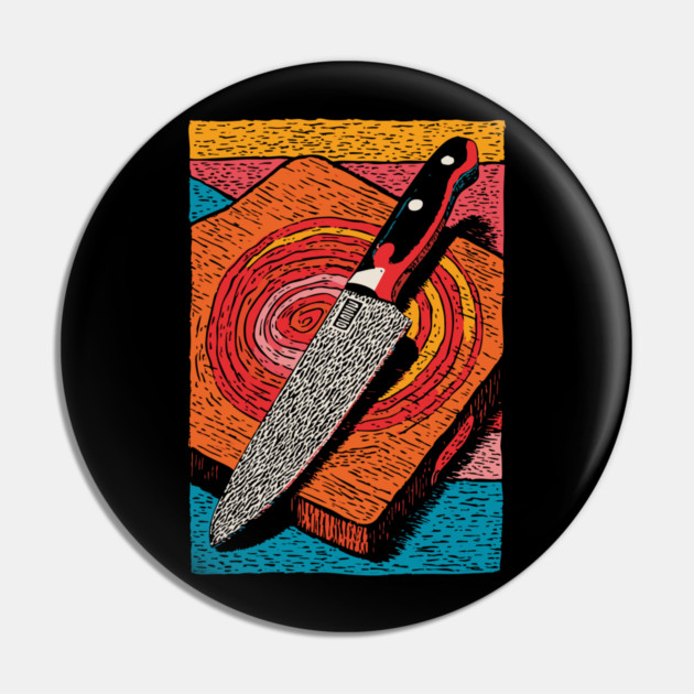 Chef's Knife in Action | Culinary Knife Skills Art Pin by TuncGK