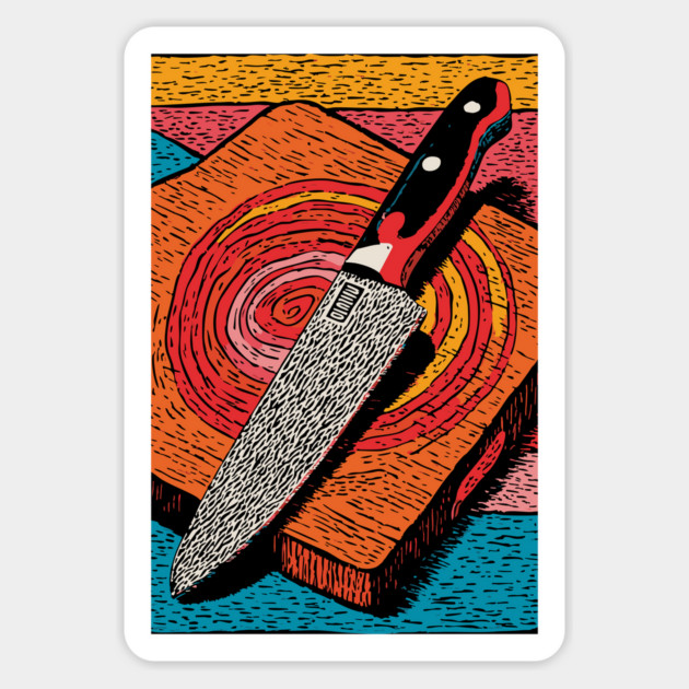 Chef's Knife in Action | Culinary Knife Skills Art Magnet by TuncGK