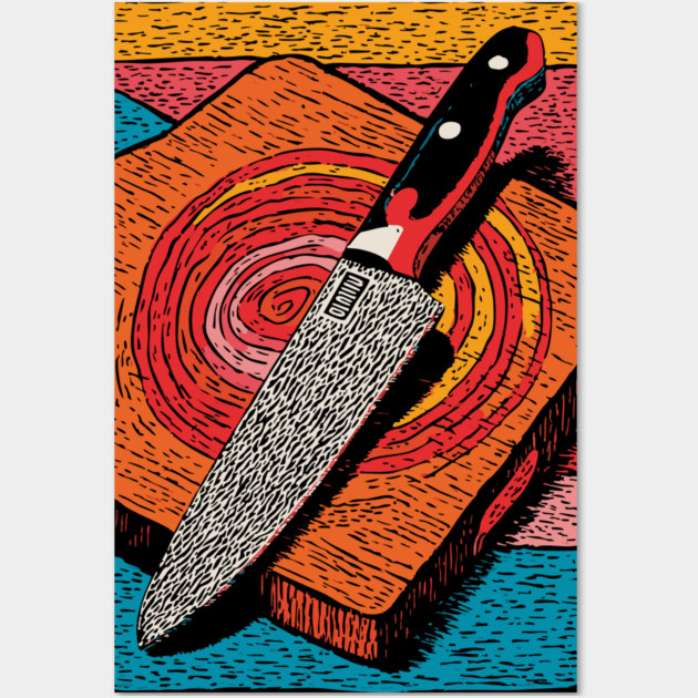Chef's Knife in Action | Culinary Knife Skills Art Wall Art by TuncGK