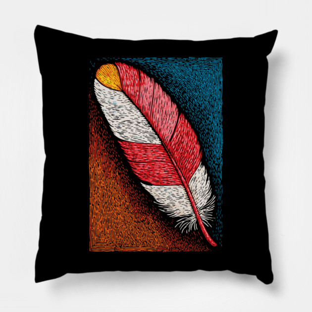 Spiritual Red Feather | A Message of Freedom Pillow by TuncGK