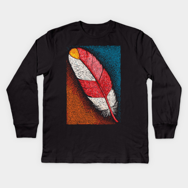 Spiritual Red Feather | A Message of Freedom Kids Long Sleeve T-Shirt by TuncGK