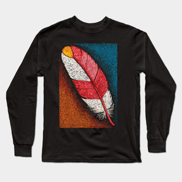 Spiritual Red Feather | A Message of Freedom Long Sleeve T-Shirt by TuncGK