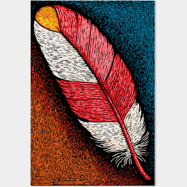 Spiritual Red Feather | A Message of Freedom Wall Art by TuncGK