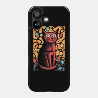 Stained Glass Cat Art | Whimsical Holiday Kitty Phone Case