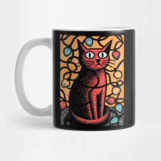 Stained Glass Cat Art | Whimsical Holiday Kitty Mug