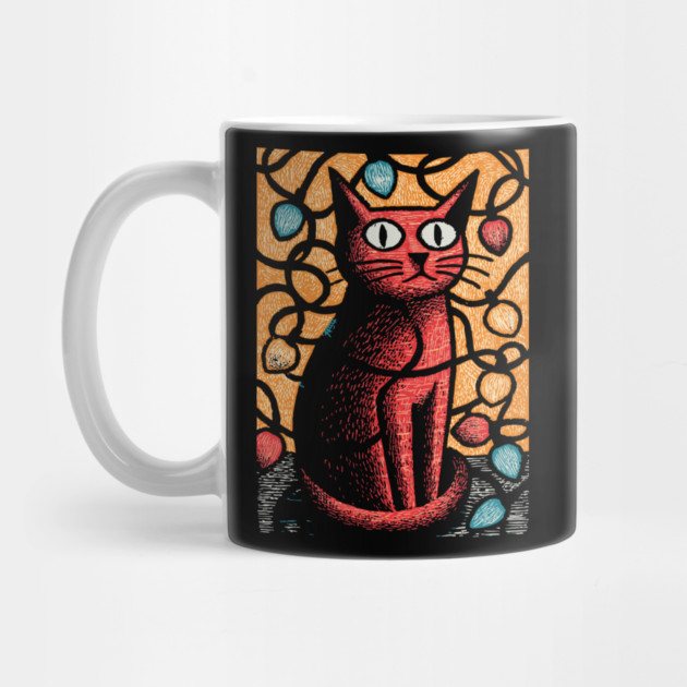 Stained Glass Cat Art | Whimsical Holiday Kitty by TuncGK