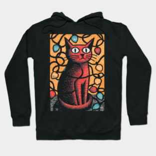 Stained Glass Cat Art | Whimsical Holiday Kitty Hoodie