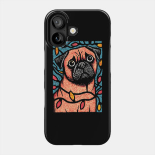 Funny Pug in Lights | A Christmas Dog's Dilemma Phone Case