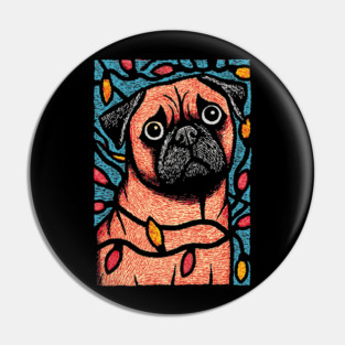Funny Pug in Lights | A Christmas Dog's Dilemma Pin