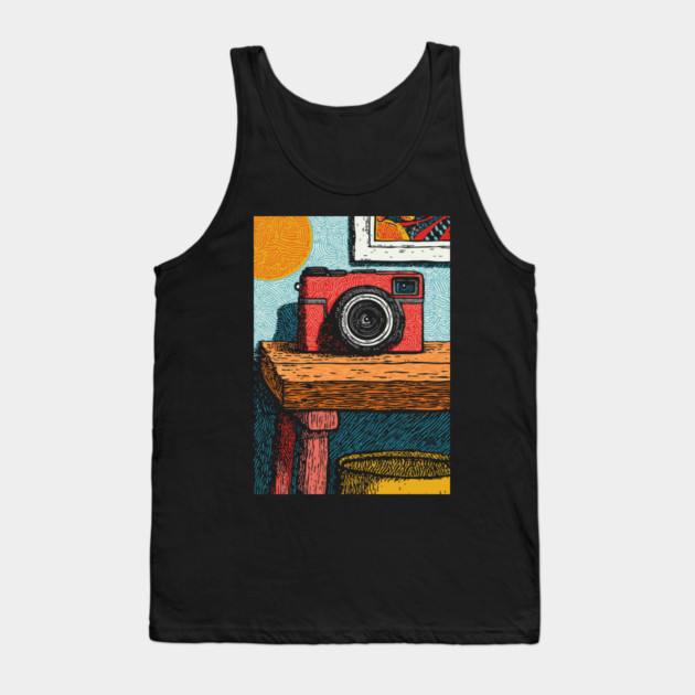 Vintage Camera on Table | Film Photography Art Tank Top by TuncGK