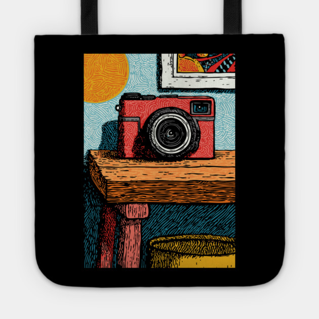 Vintage Camera on Table | Film Photography Art Tote by TuncGK