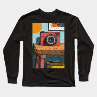 Vintage Camera on Table | Film Photography Art Long Sleeve T-Shirt