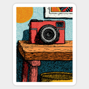 Vintage Camera on Table | Film Photography Art Magnet
