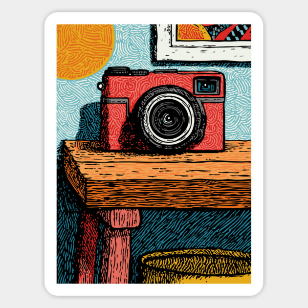 Vintage Camera on Table | Film Photography Art Magnet by TuncGK