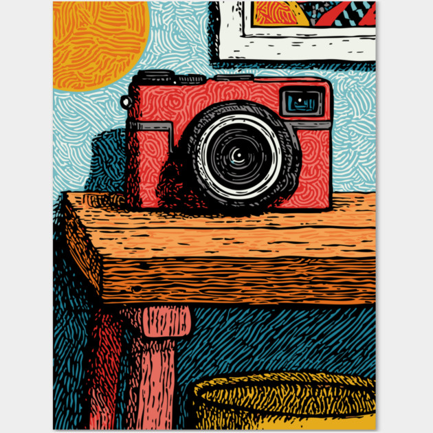 Vintage Camera on Table | Film Photography Art Wall Art by TuncGK