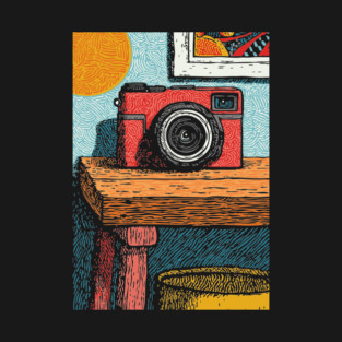 Vintage Camera on Table | Film Photography Art T-Shirt