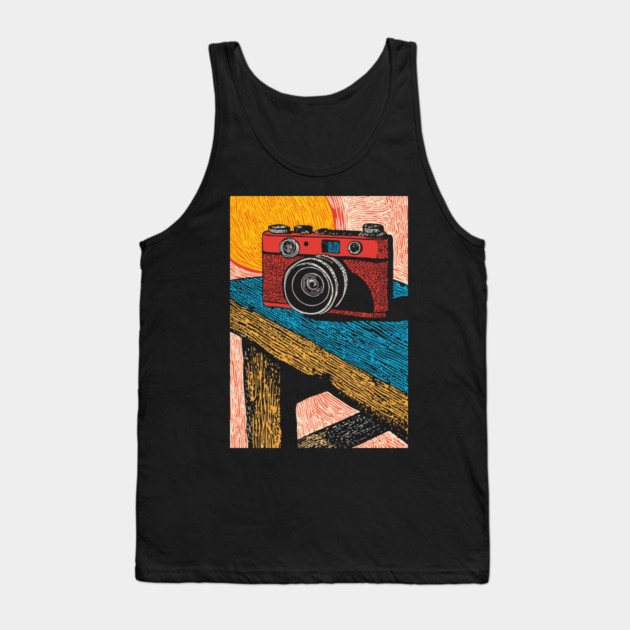Rustic Vintage Camera | Boho Photography Art Tank Top by TuncGK