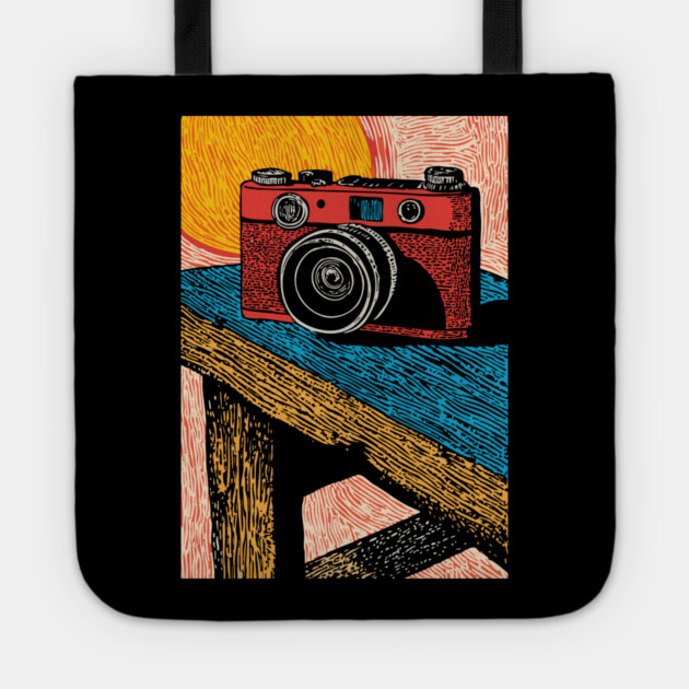 Rustic Vintage Camera | Boho Photography Art Tote by TuncGK