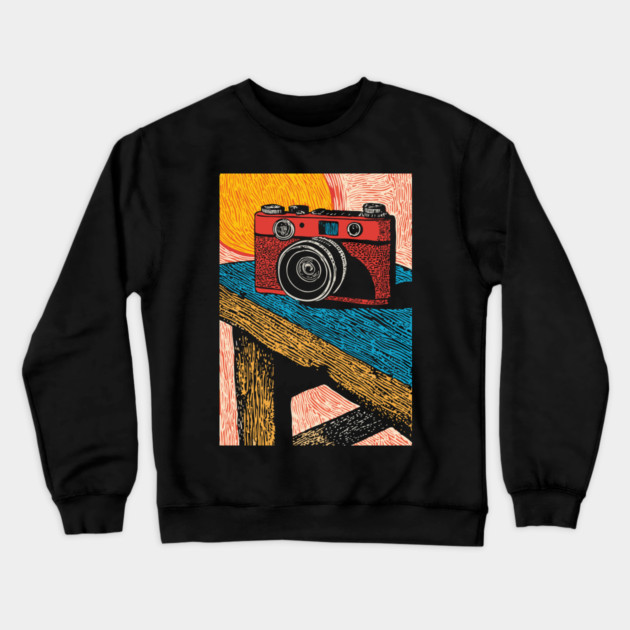 Rustic Vintage Camera | Boho Photography Art Crewneck Sweatshirt by TuncGK