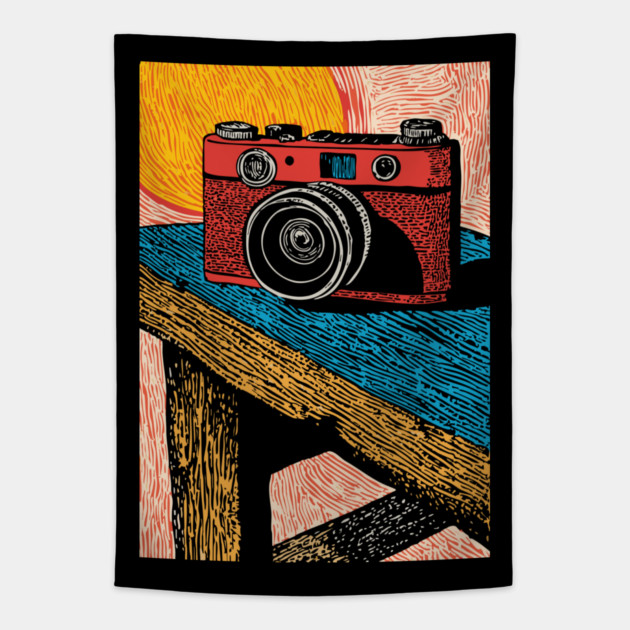 Rustic Vintage Camera | Boho Photography Art Tapestry by TuncGK