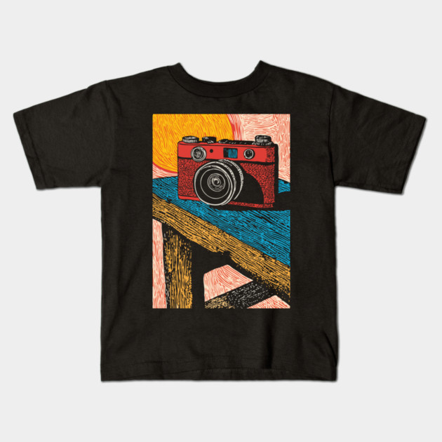 Rustic Vintage Camera | Boho Photography Art Kids T-Shirt by TuncGK