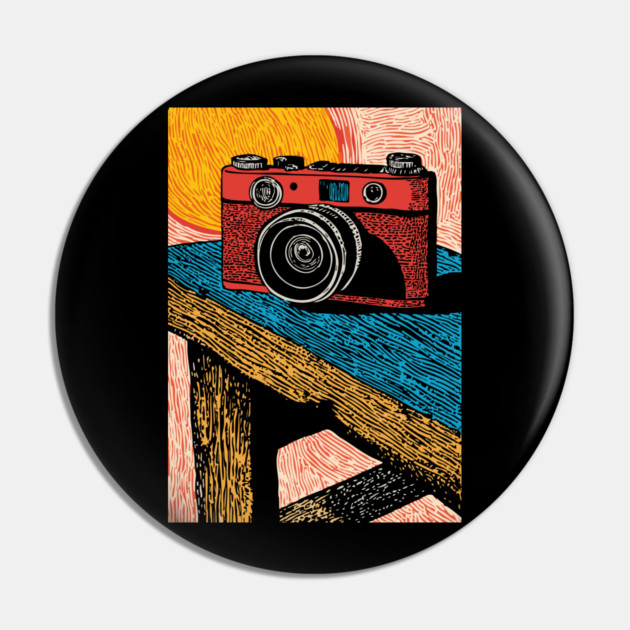 Rustic Vintage Camera | Boho Photography Art Pin by TuncGK