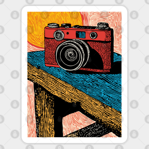 Rustic Vintage Camera | Boho Photography Art Sticker by TuncGK