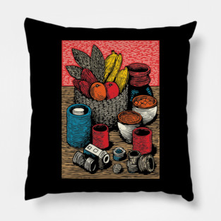 Bountiful Harvest Cornucopia | Autumn Thanksgiving Art Pillow
