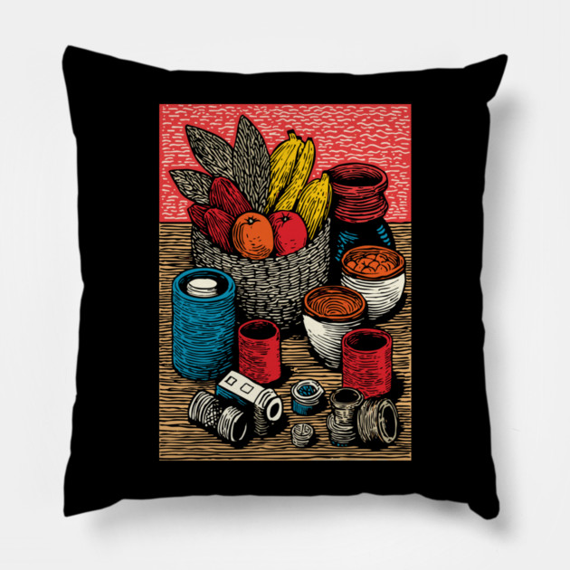 Bountiful Harvest Cornucopia | Autumn Thanksgiving Art Pillow by TuncGK