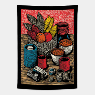 Bountiful Harvest Cornucopia | Autumn Thanksgiving Art Tapestry