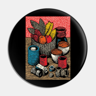 Bountiful Harvest Cornucopia | Autumn Thanksgiving Art Pin