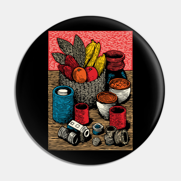 Bountiful Harvest Cornucopia | Autumn Thanksgiving Art Pin by TuncGK
