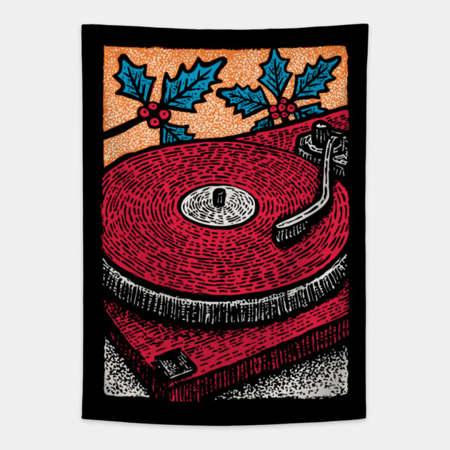 Red Vinyl Turntable | For the Record Collector Tapestry by TuncGK