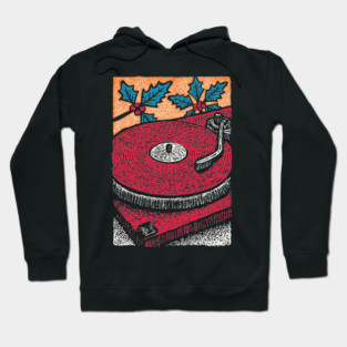 Red Vinyl Turntable | For the Record Collector Hoodie