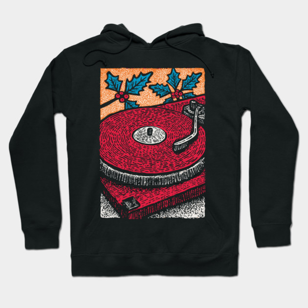 Red Vinyl Turntable | For the Record Collector Hoodie by TuncGK