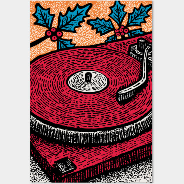 Red Vinyl Turntable | For the Record Collector Wall Art by TuncGK