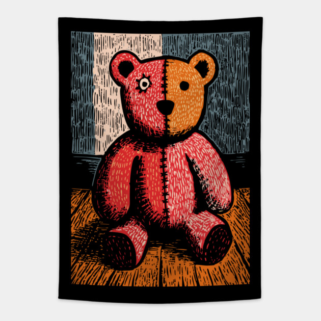 Classic Teddy Bear | A Nostalgic Childhood Toy Tapestry by TuncGK