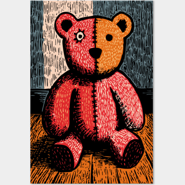 Classic Teddy Bear | A Nostalgic Childhood Toy Wall Art by TuncGK