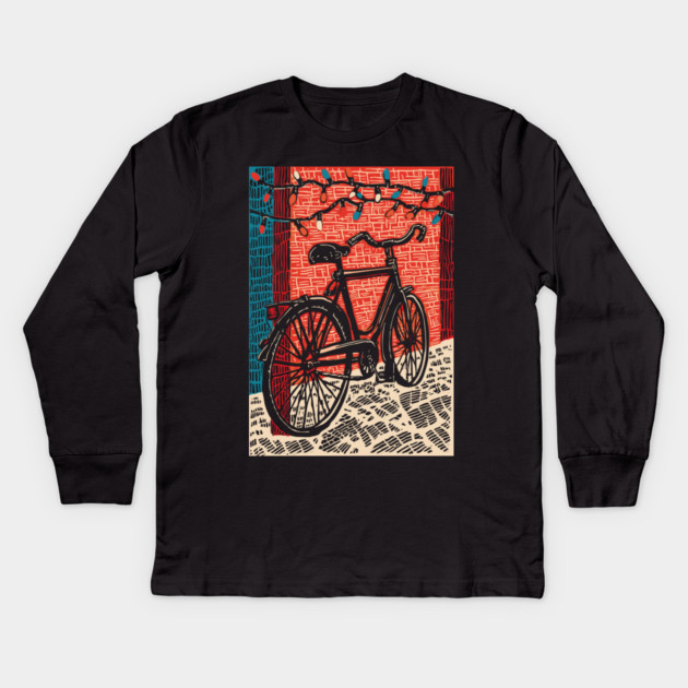 Vintage City Bicycle | An Urban Commuter's Ride Kids Long Sleeve T-Shirt by TuncGK