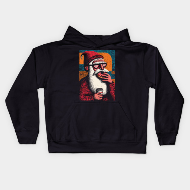 Cool Hipster Santa | A Modern Christmas Vibe Kids Hoodie by TuncGK