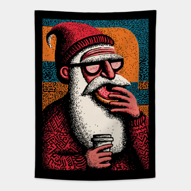 Cool Hipster Santa | A Modern Christmas Vibe Tapestry by TuncGK