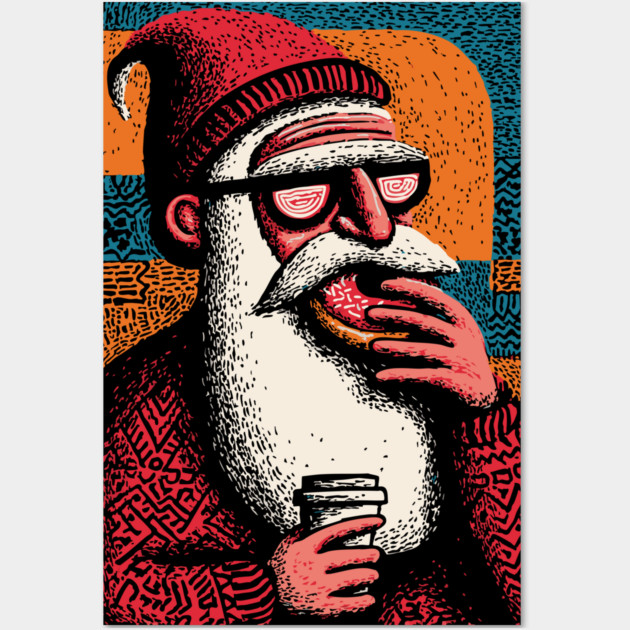Cool Hipster Santa | A Modern Christmas Vibe Wall Art by TuncGK